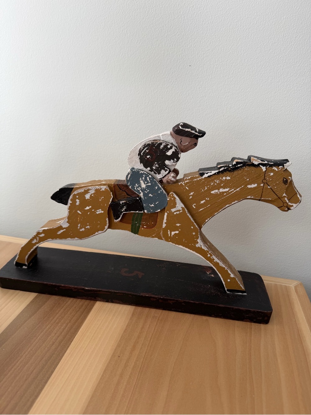 Vintage Carved Painted Woof Race Horse Folk Art Decor